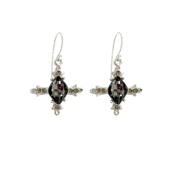 VIRGINS SAINTS & ANGELS VSA Ice Cross Earrings in Silver & Night - Picture 3 of 6